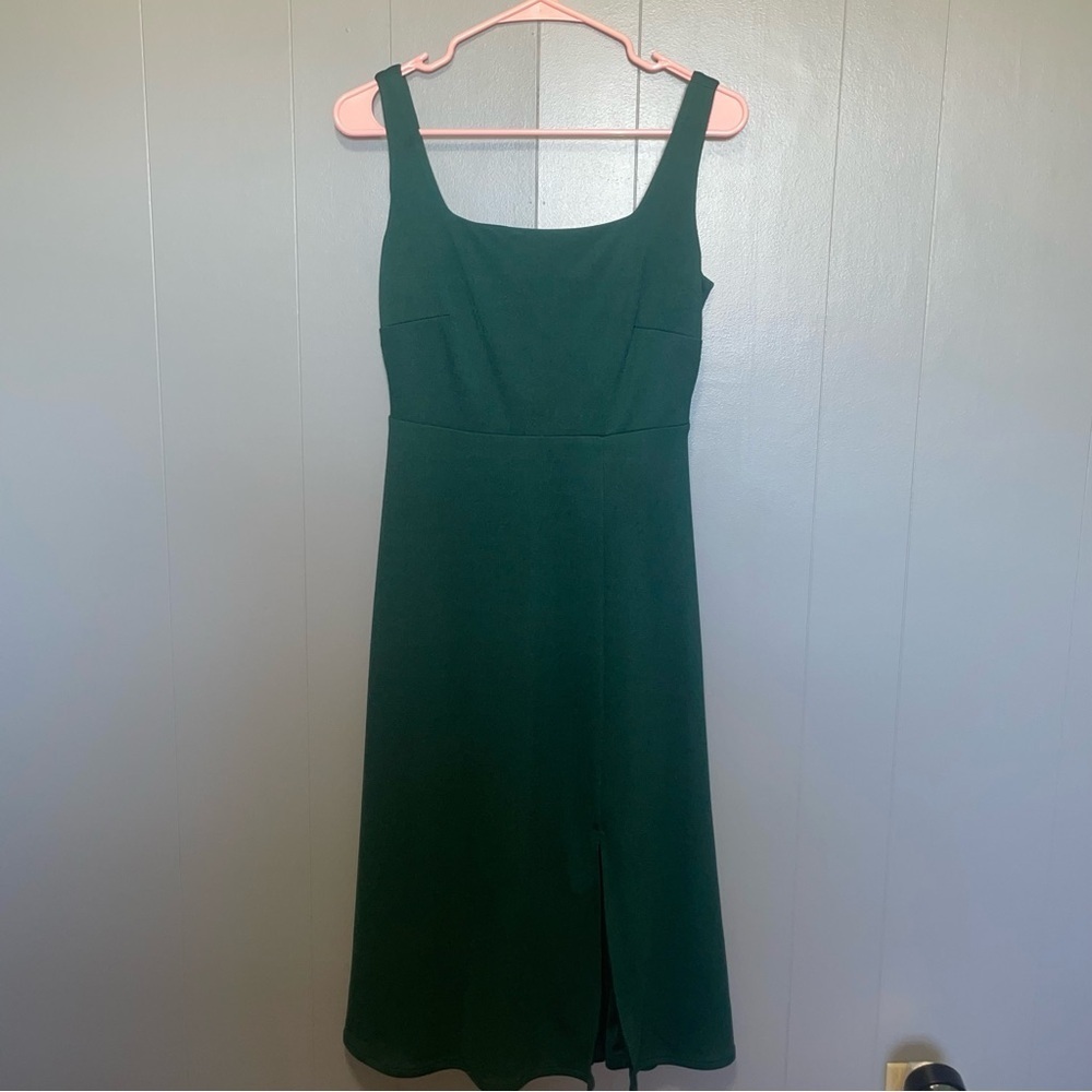 Birdy Grey Midi Square Neck Dress Emerald Green Small